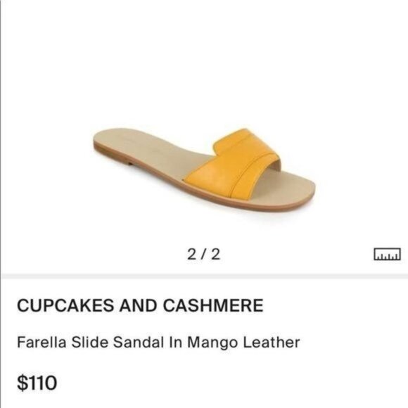 Cupcakes and‎ Cashmere Farella Slide Sandal Womens 11 M Yellow Leather Flats - Picture 8 of 8